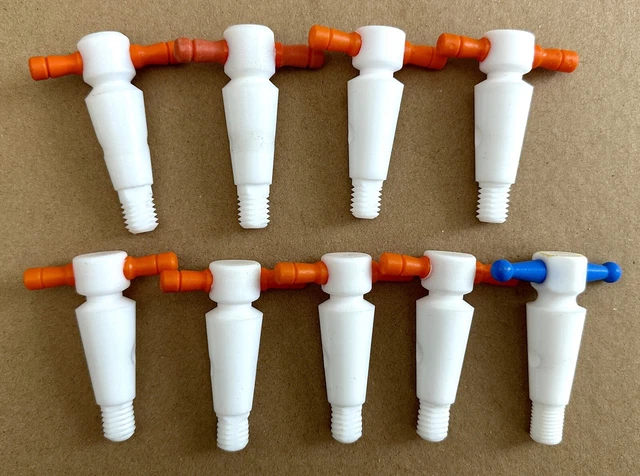 (9) Size 6 Straight Bore Standard Taper PTFE Stopcock Plugs NO Nut/O-ring/Washer