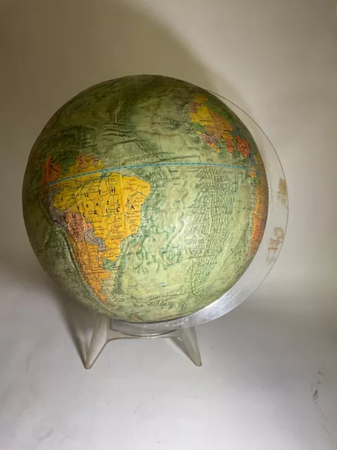 1973 Beautiful Old Vintage Replogie Reader’s Digest 12” Globe with Lucite Stand