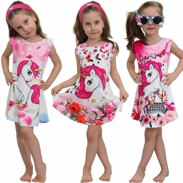 LICORNE FILLES ENFANTS Robe D t avec Motif Cheval Paris Strand