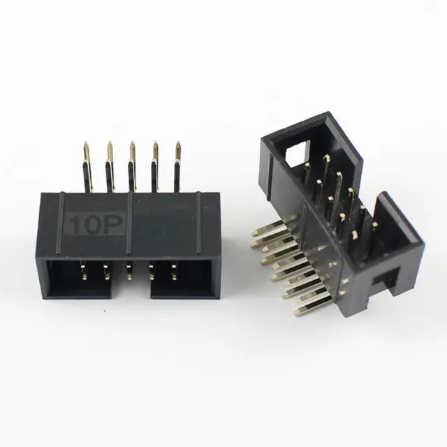 10Pcs 2.54mm 2x5 Pin 10 Pin Right Angle Male Shrouded IDC Box Header Connector