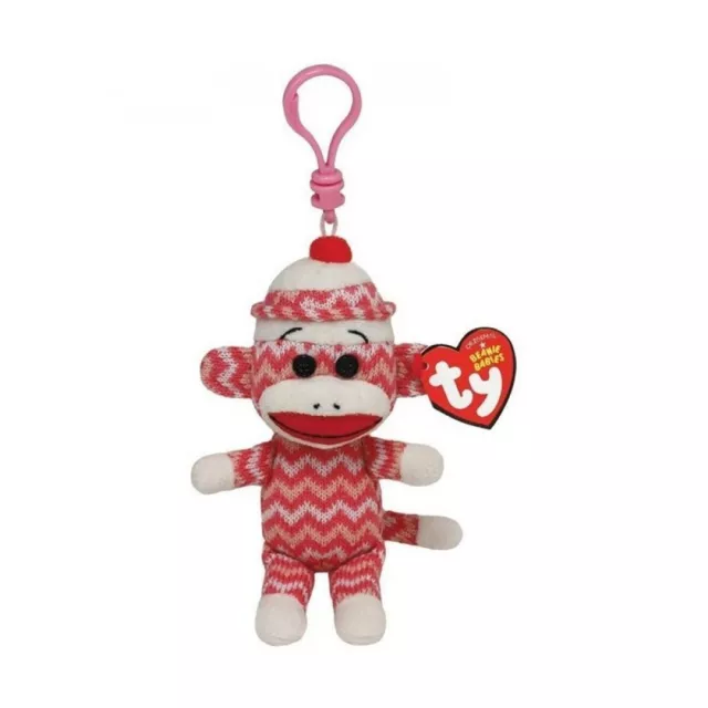 ♥ Sockenaffe Anhänger ty Beanie Babies Plüsch Affe Pink Taschenanhänger NEU ♥