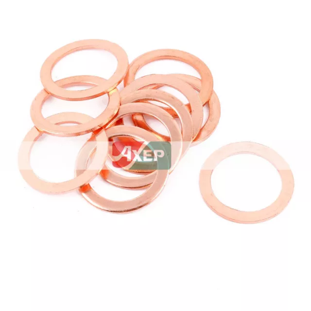 A● 10 Pcs 30mm x 22 mm x 2 mm Flat Ring Copper Crush Washer Se