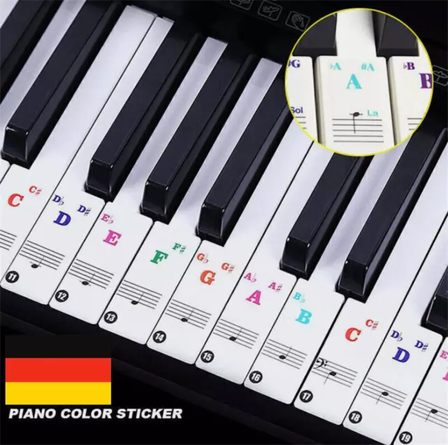 Klavier Keyboard Noten Aufkleber Transparent 49/54/61/88 Tasten Entfernbar