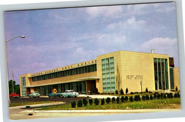 Flint MI-Michigan, U.S. Post Office Building, Classic Cars Vintage Postcard