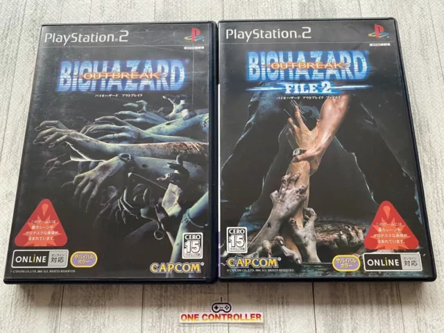 SONY PlayStation 2 PS2 Resident Evil Biohazard Outbreak 1 & File 2 from Japan