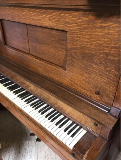 Remington by Starr Antique Quarter-Sawn TigerOak Player Piano; c. early 1900s