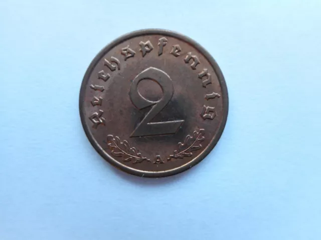 2 Reichspfennig 1939 A in sehr guter Erhaltung