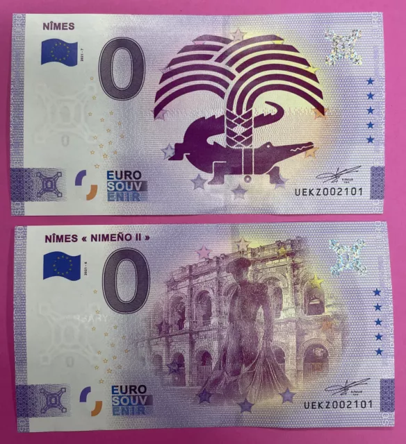 2 Billets 2021-6-7 Touristique 0 Euro Anniversaire Crocodile & Nimes Nimeno Ii