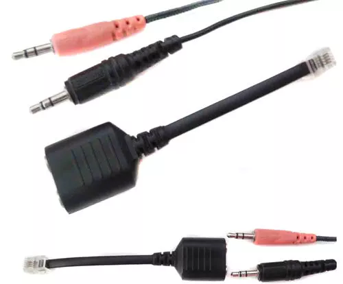 Headset-Telefonadapter: 2x 3,5mm-Buchse auf RJ10 Stecker Telefon adapter SN-(ta)