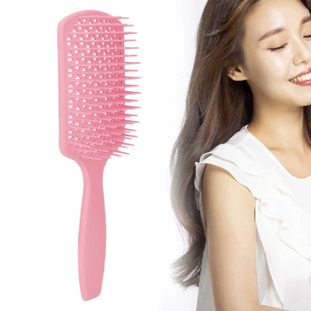(Rosa-quadrata) Spazzola per capelli Detangler Bagnato Asciutto Uso Paddle Spazzola Capelli Massaggio Capelli