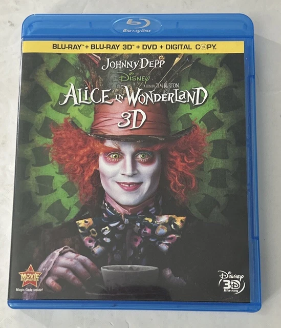 ALICE IN WONDERLAND (Bluray 3D/DVD, 2010) 4 Disc Set Used FREE