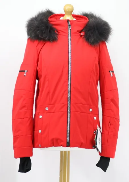 Poivre Blanc Helena Stretch Ski Jacket Womens Real Fur Scarlet Red Rrp £ 720 Ad