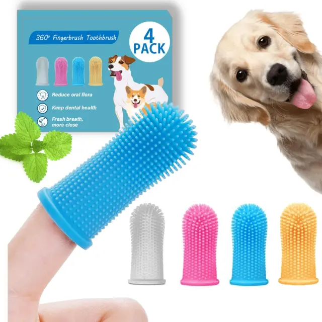 Bileumec Spazzolino Cani Da Denti per Cani, Kit Spazzolino Da Dito (Confezione D