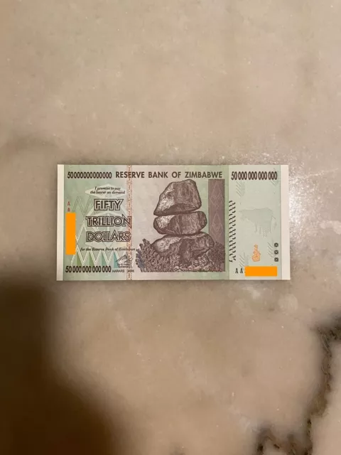 Zimbabwe Banknote, Trillion Dollars, Aa Serie, 2008 - UNC - Authentische