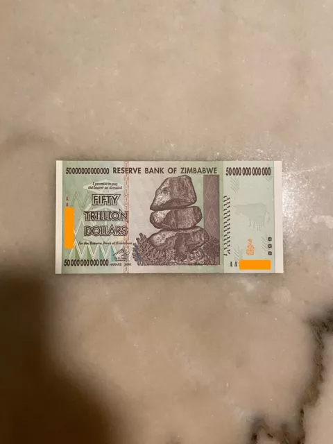 Zimbabwe Billets de Banque, Trillion Dollars, Aa Série, 2008 - UNC - Authentic