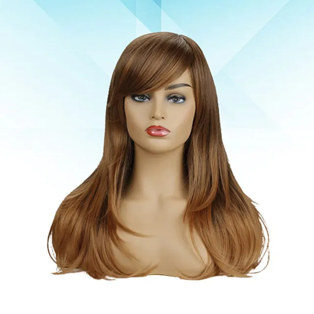 Light Golden Wig Replacement Fake Wig Blonde Wig Bangs Straight Wig Bangs