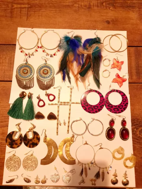 Costume Earrings Joblot X 25 Large Dangle. Beautiful Selection.