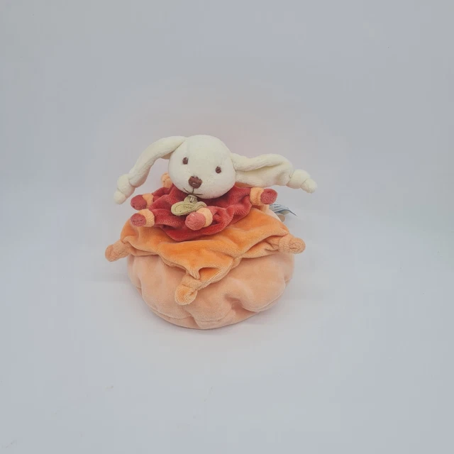 47 - Doudou Et Compagnie Lapin Plat Beige Blanc Saumon Rouge Coussin Etoile