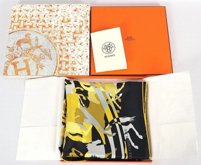 Hermes Paris Ex Libris En Camouflage 35"x35" Veil Silk Scarf Benoit Pierre Emery