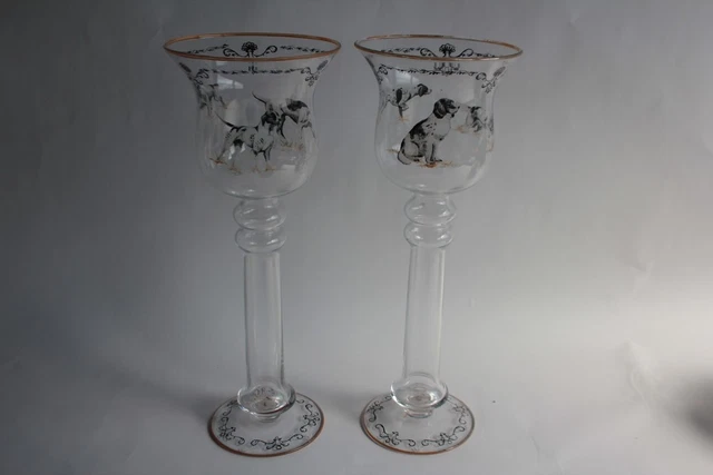 Bougeoirs en verre d'or faits main 2 pièces avec dorure accessoires Bougeoirs en verre d'or faits main 2 pièces avec dorure accessoires