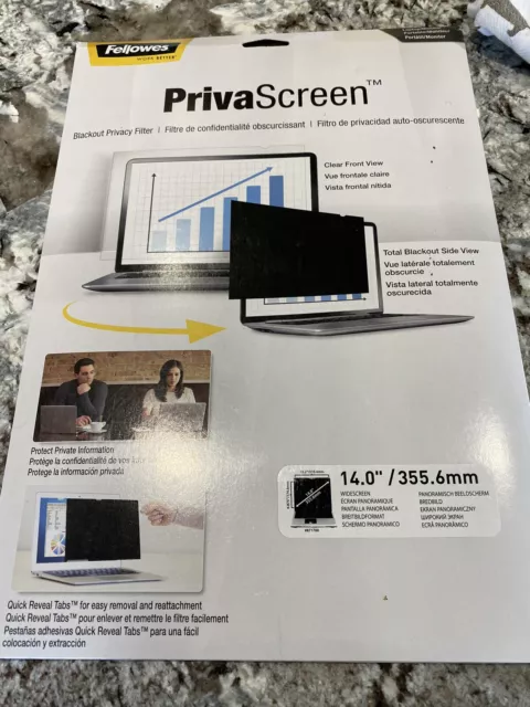 Fellowes PrivaScreen Blackout Privacy Filter 14.0” 355.6mm Widescreen NEW