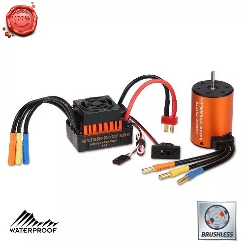 COMBO MOTORE BRUSHLESS REGOLATORE WATERPROOF 3650 4300KV 1:10 ESC DA 60A 3,17mm