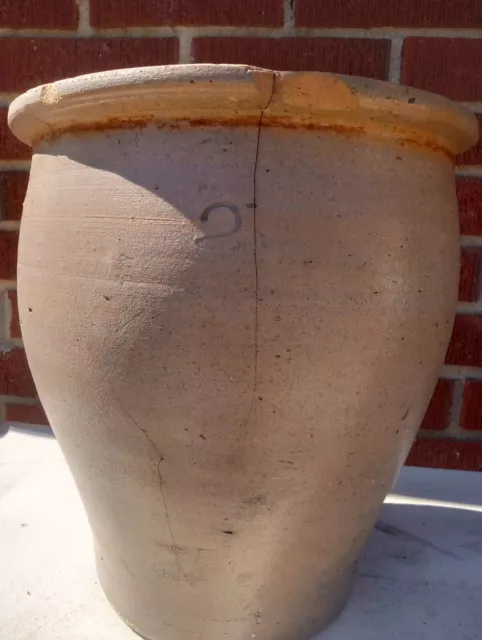 Large Old Antique 1800's South Carolina Southern Pottery Stoneware Crock *Cracks