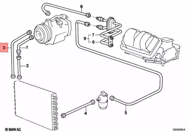 Genuine BMW E30 Cabrio Coupe Refrigerant Discharge Hose Line OEM 64538391054