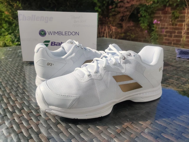 BABOLAT WIMBLEDON SFX All Court Men's Tennis Shoes White/Gold