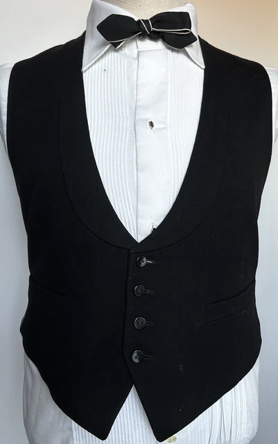 Cappotto vita da uomo nero anni '40 vintage su misura europeo 38 medio