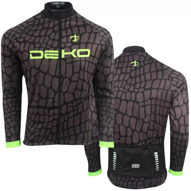 DEKO Mens Long Sleeve Cycling Jersey Thermal Jacket Full Zip Fleece Winter Top