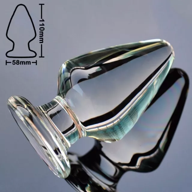 Anal Butt Plug-Glass - Big Cone - 58mm Sharp Head - FREE Shipping