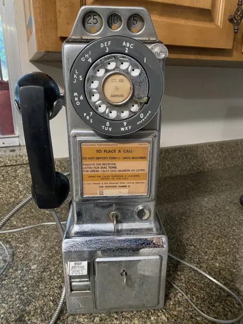 Vintage Public Pay Telephone Rotary Works Sasktel Canada 1950s PHONE WORKS