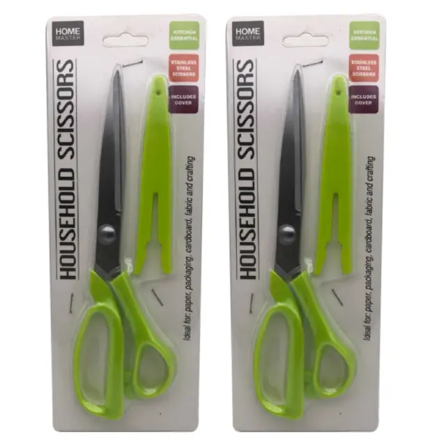 Home Master Household Scissor With Cover 2x Stainless Steel Kitchen Craft Sewing