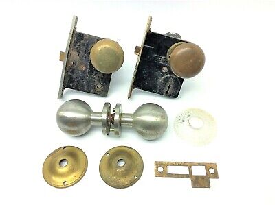 Mixed Vintage Lot Brass Metal Doorknobs Assemblies Knobs Plates Parts Hardware