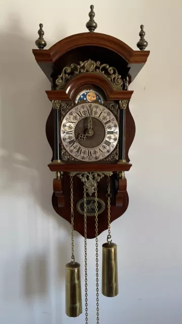 Dutch Frisian Wall Clock Weight Driven Bell Chiming 8 Day Moonphase Franz Hermle
