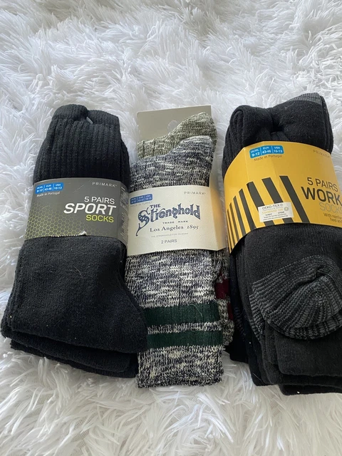 🌹BNWT 12 X Pairs Primark Mens Sports/Work Thick Socks UK 9-12 Black & Pattern🌹 £4.99 - PicClick UK