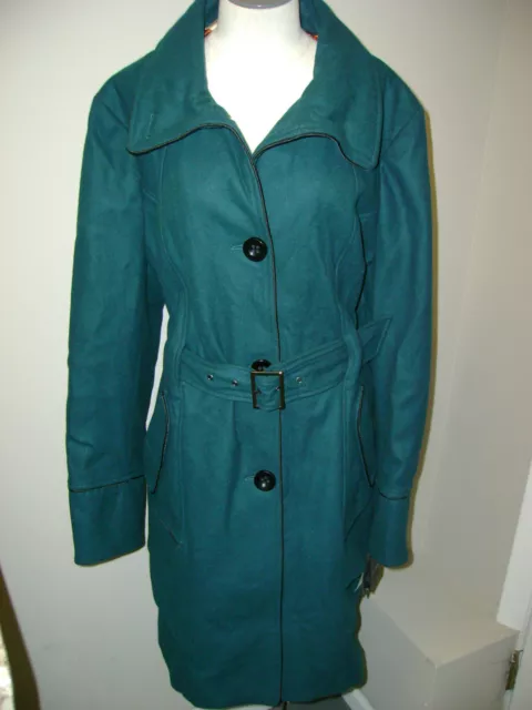 Steve Madden Teal Belted Tiered Wool Coat NWT $280