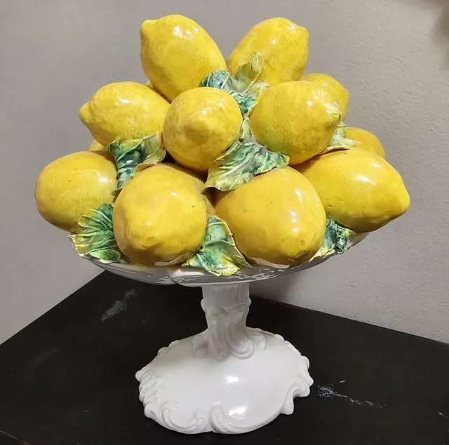 MCM Italian Italy Majolica Lemon Topiary Centerpiece ~ 11"x11"x8"