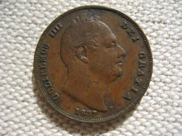 1837 William IV farthing coin Nice condition