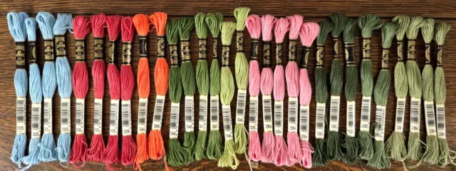 DMC 25 6-Stranded Cotton Floss. Lot of 30. Colors 3325-3364. 8.7yds