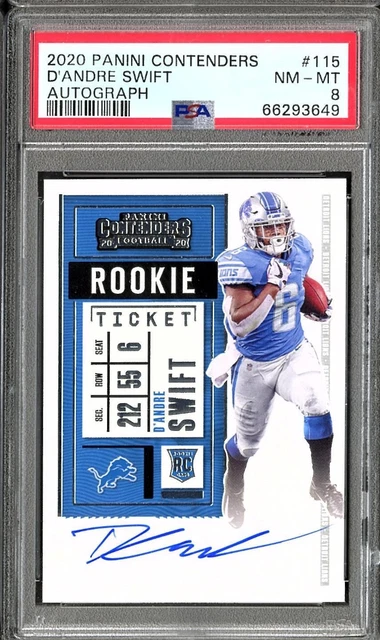 2020 Panini Contenders Dandre Swift RC Rookie Ticket Auto PSA 8 NM-MT #115