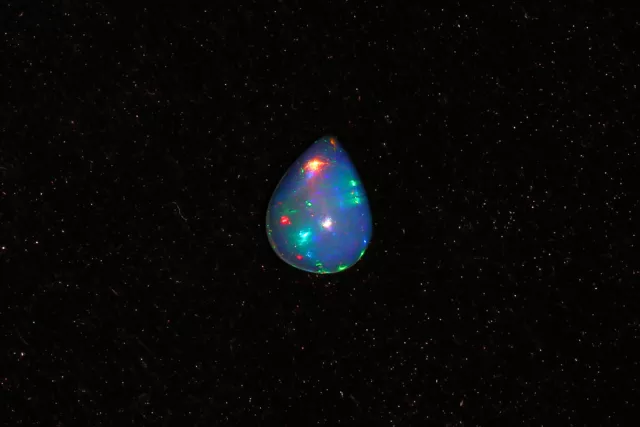 1.5ct. Weiß Äthiopische Opal Feuer Edelstein Birne Schmuck Herstellung Cabochon