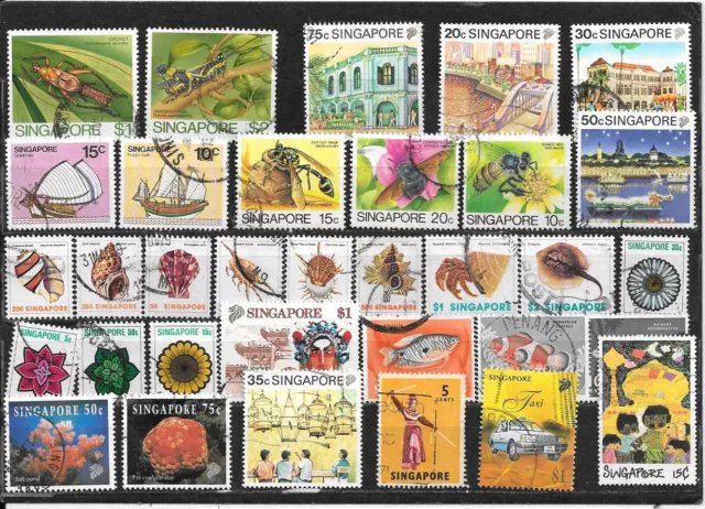 Singapour : Beau Lot De Timbres Obliteres