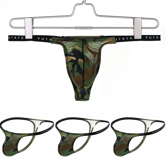 Sexy Bulge Pouch G-String Bikini Men Breathable Thong Briefs Panties Camouflage