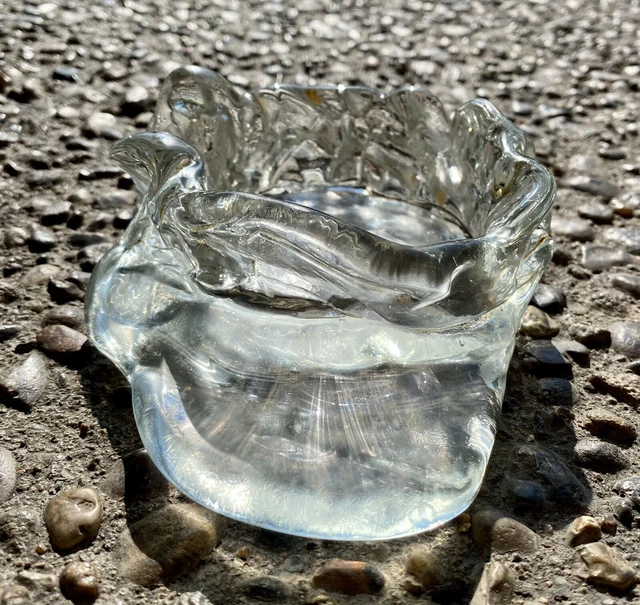 CLEAR GLASS GLACIER Ice Melting Cullet Ashtray Cigarette Cigar Smoking
