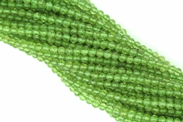 AAA+ Naturel Péridot 2mm à Facettes Rond Desseré Gemme Perles pour Bijoux Making