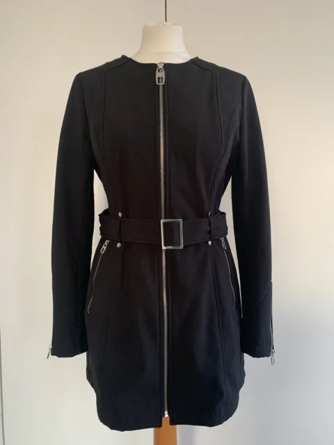 Miss Sixty Black Collarless Polyester with Spandex Trench Coat S UK10
