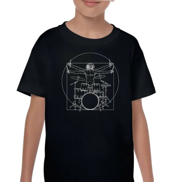 Drumming Da Vinci Uomo Vitruviano - Divertente T-shirt Batterista Batteria 3