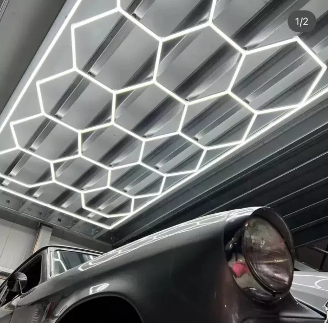 14Grid Hexagon LED Röhren Werkstatt Garage Wand Decken Leuchte Beleuchtung Lampe